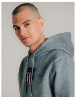 Gant Shield Hoodie in Grey Melange