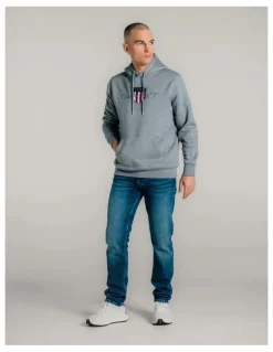 Gant Shield Hoodie in Grey Melange