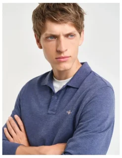 Gant Shield Piqu Rugger in Dark Jeansblue Melange