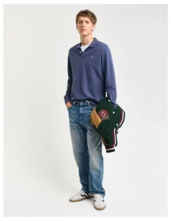 Gant Shield Piqu Rugger in Dark Jeansblue Melange