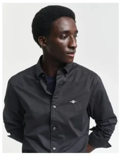 Gant Slim Fit Poplin Shirt in Black