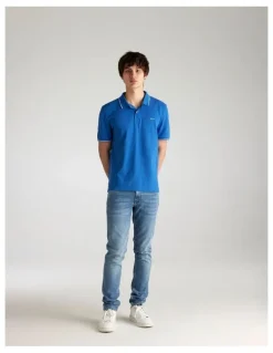 Gant Tipped Pique Polo Shirt in Rich Blue
