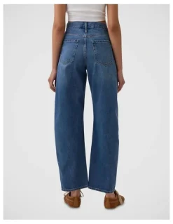 Gap High Rise Barrel Jeans in Medium Indigo