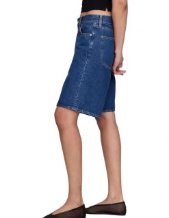 Gap 11" Mid Rise Longline Denim Shorts in Medium Indigo