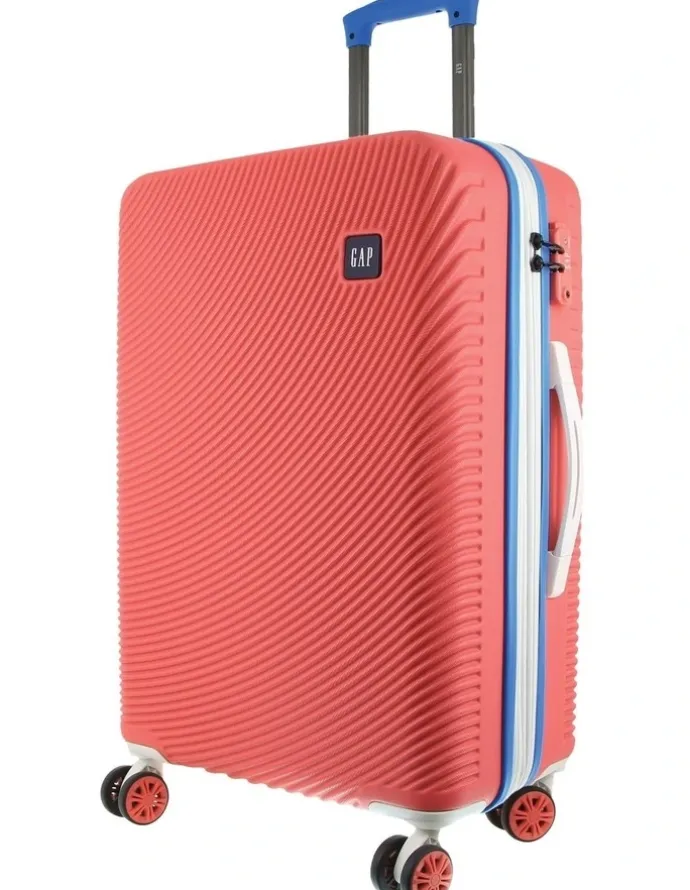 GAP Travel Stripe Large 76cm Hard-shell Suitcase in Coral