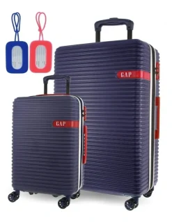 GAP Travel Varsity Hard Shell Large and Cabin 2-piece Set + Luggage Tag in Navy