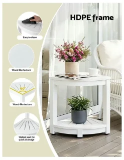 Gardeon Corner Shower Stool With Storage Shelf in White