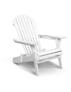 Gardeon Gardeon Adirondack Outdoor Chairs Wooden Foldable Beach Chair Patio Furniture in White