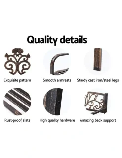 Gardeon Gardeon Cast Iron Garden Bench Bronze