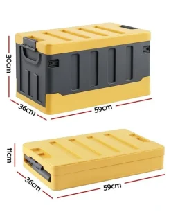 Gardeon Gardeon Collapsible Outdoor Storage Box 60L Stackable Folding Camping Organizer Yellow