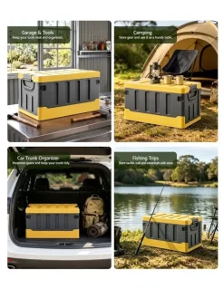 Gardeon Gardeon Collapsible Outdoor Storage Box 60L Stackable Folding Camping Organizer Yellow