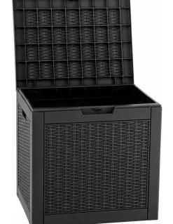 Gardeon Gardeon Outdoor Storage Box 118L Container Lockable Garden Toy Tool Rattan-Texture Black