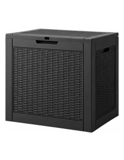 Gardeon Gardeon Outdoor Storage Box 118L Container Lockable Garden Toy Tool Rattan-Texture Black