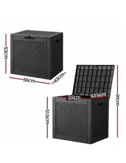 Gardeon Gardeon Outdoor Storage Box 118L Container Lockable Garden Toy Tool Rattan-Texture Black