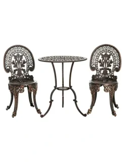 Gardeon Gardeon 3PC Patio Furniture Outdoor Bistro Set Dining Chairs Cast Aluminium Bronze