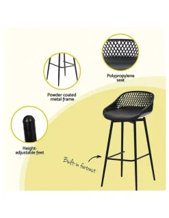 Gardeon Outdoor Bar Stools 2 Piece in Black