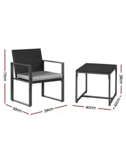 Gardeon Outdoor Bistro Set 3 Piece in Black