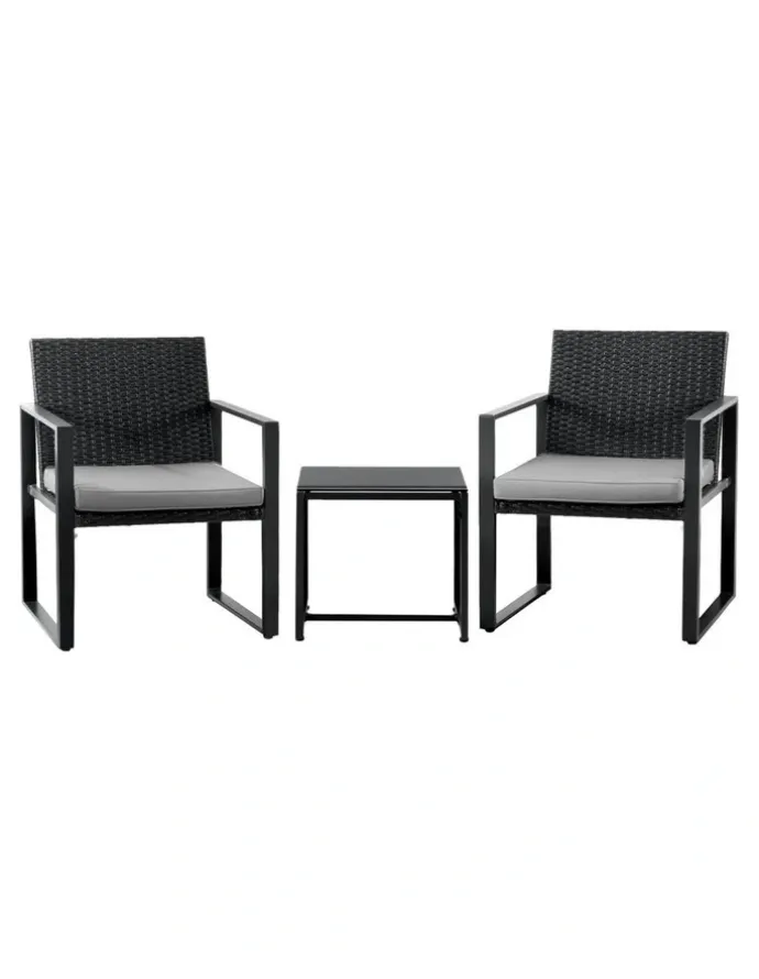 Gardeon Outdoor Bistro Set 3 Piece in Black