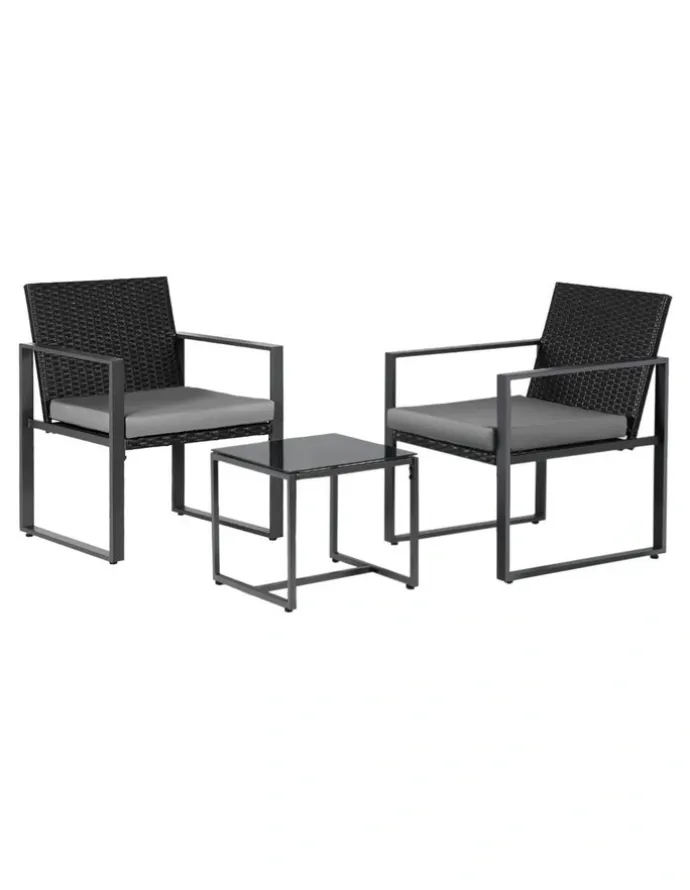 Gardeon Outdoor Bistro Set 3 Piece in Black