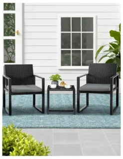 Gardeon Outdoor Bistro Set 3 Piece in Black