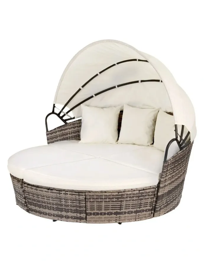 Gardeon Outdoor Day Bed Sun Lounge Setting Wicker Lounger Furniture Patio Set of 3 in Beige