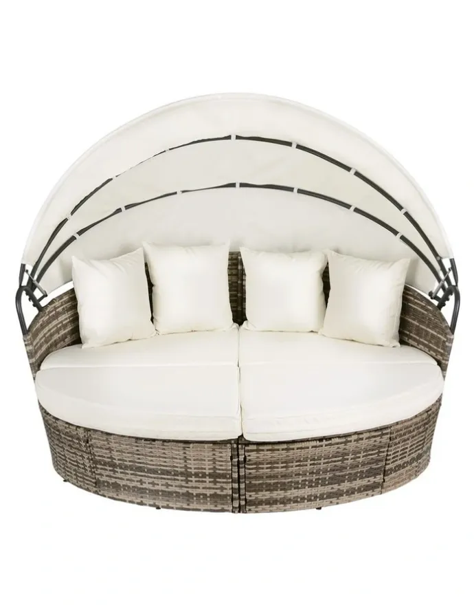 Gardeon Outdoor Day Bed Sun Lounge Setting Wicker Lounger Furniture Patio Set of 3 in Beige