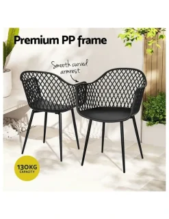 Gardeon Outdoor Dining Chairs 4 Piece in Black