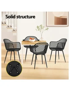 Gardeon Outdoor Dining Chairs 4 Piece in Black