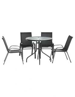 Gardeon Outdoor Dining Set Table And Chairs in Black