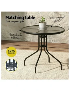 Gardeon Outdoor Dining Set Table And Chairs in Black