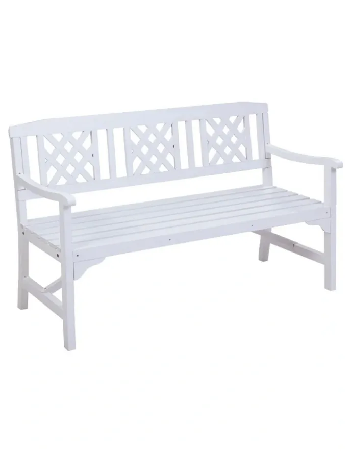 Gardeon Outdoor Garden Bench 3 Seat Wooden Chair Patio Furniture Lounge in White