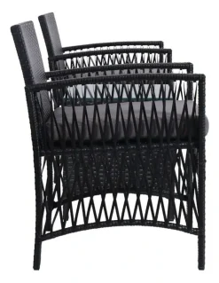 Gardeon Outdoor Patio Furniture Bistro 3 Piece Set in Black