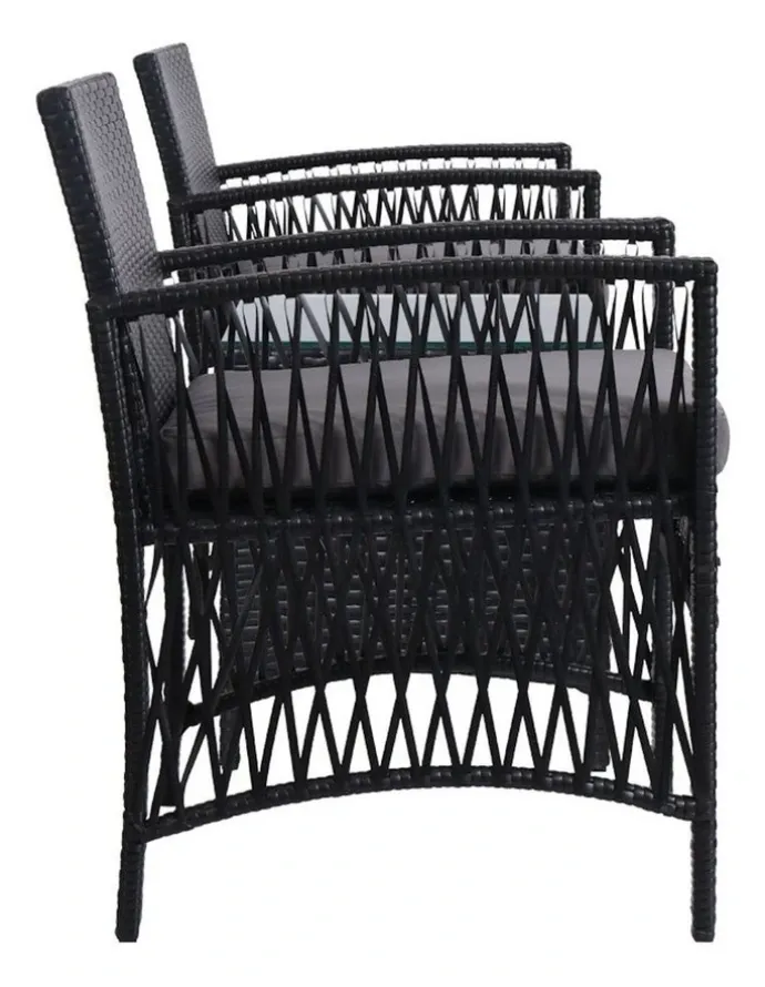 Gardeon Outdoor Patio Furniture Bistro 3 Piece Set in Black