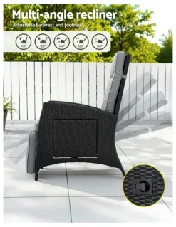 Gardeon Outdoor Recliner Chairs in Grey