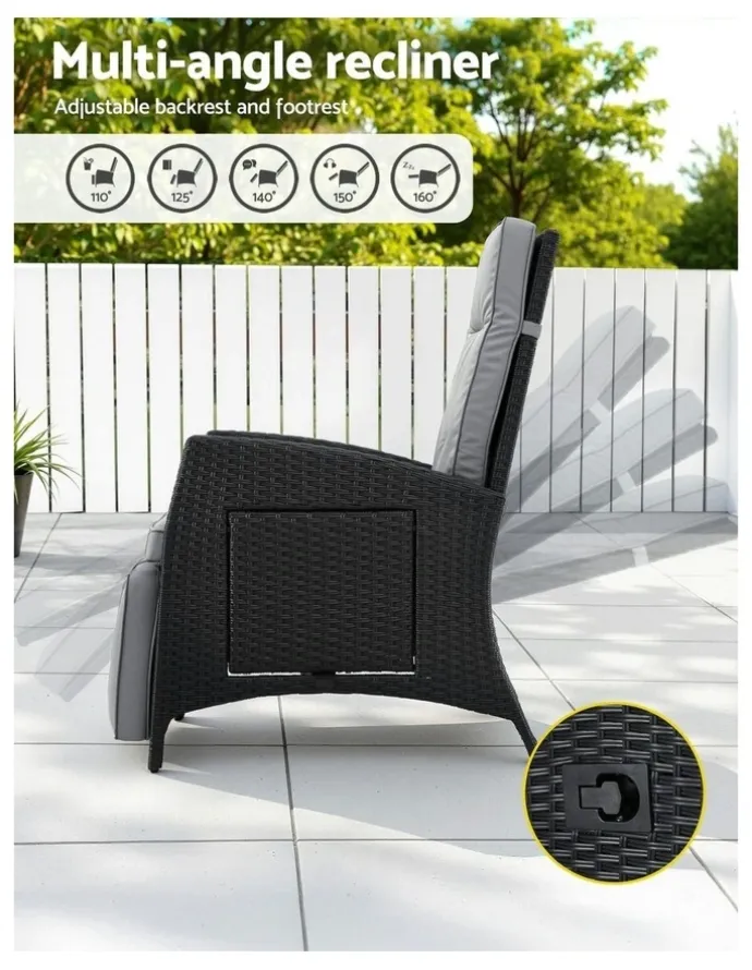 Gardeon Outdoor Recliner Chairs in Grey