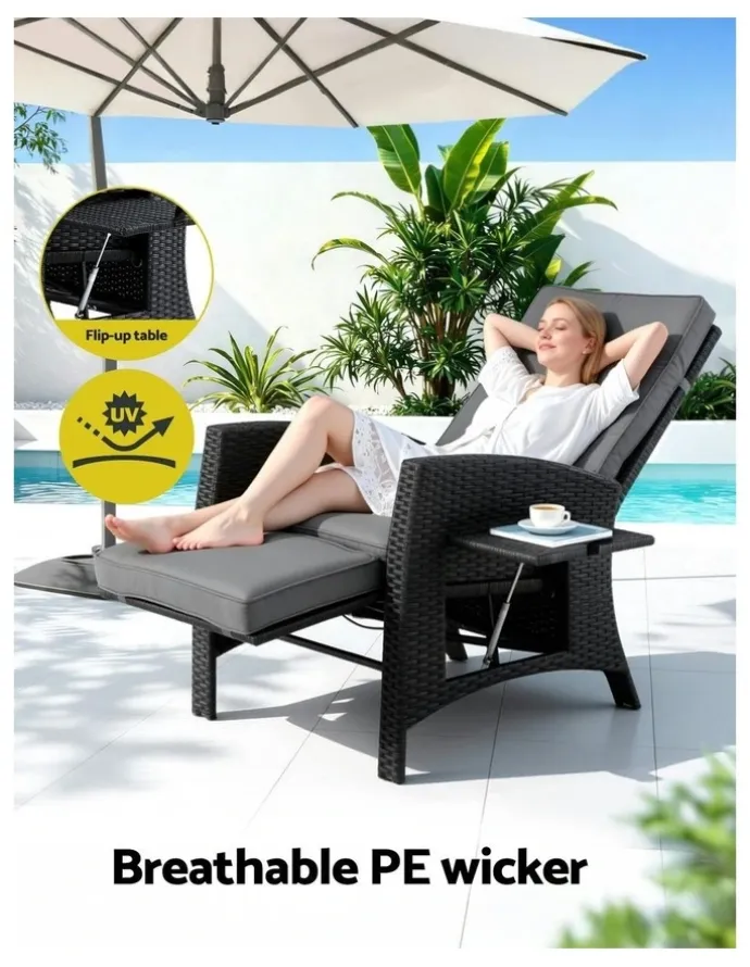 Gardeon Outdoor Recliner Chairs in Grey