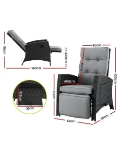 Gardeon Outdoor Recliner Chairs in Grey