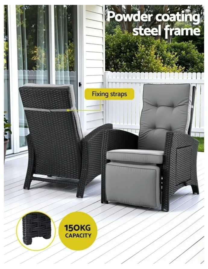 Gardeon Outdoor Recliner Chairs in Grey