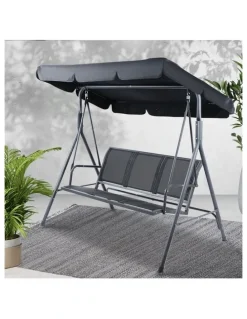 Gardeon Outdoor 3 Seater Swing Chair In Black