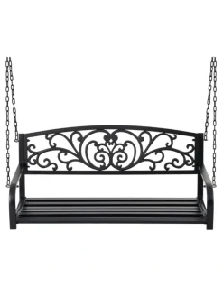 Gardeon Outdoor Swing Chair Backrest 2 Seater in Black