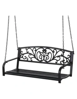 Gardeon Outdoor Swing Chair Backrest 2 Seater in Black