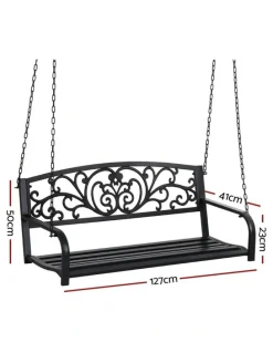 Gardeon Outdoor Swing Chair Backrest 2 Seater in Black