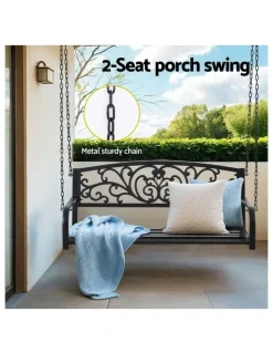 Gardeon Outdoor Swing Chair Backrest 2 Seater in Black