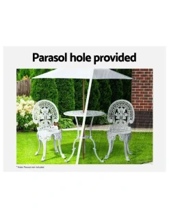 Gardeon Patio Furniture Outdoor Bistro Set Dining Chairs 3 Pack in White