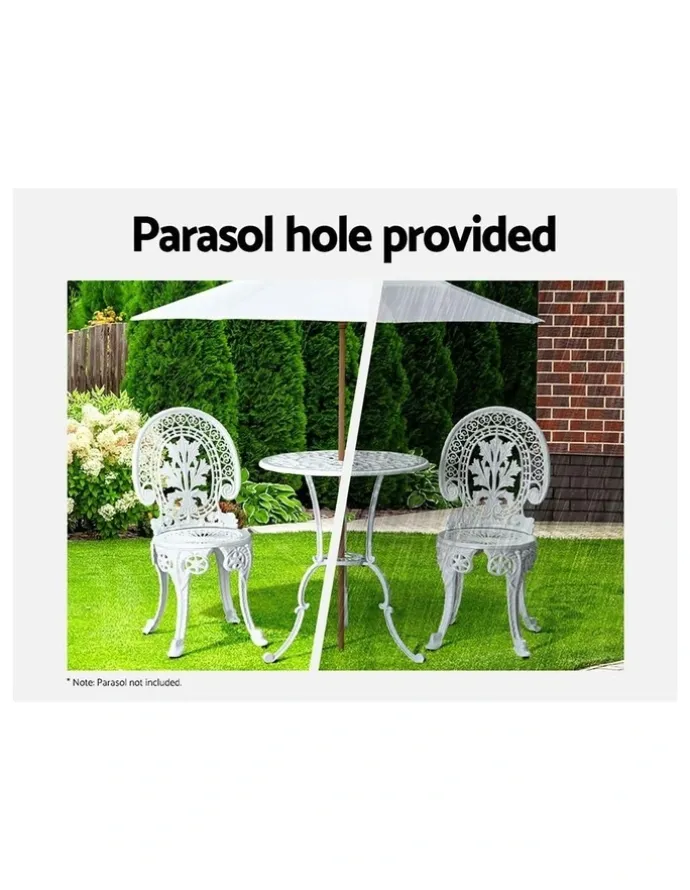 Gardeon Patio Furniture Outdoor Bistro Set Dining Chairs 3 Pack in White