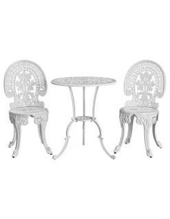 Gardeon Patio Furniture Outdoor Bistro Set Dining Chairs 3 Pack in White