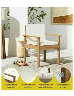 Gardeon 4-Seater Outdoor Acacia Wood Sofa Set in Brown