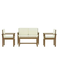 Gardeon 4-Seater Outdoor Acacia Wood Sofa Set in Brown