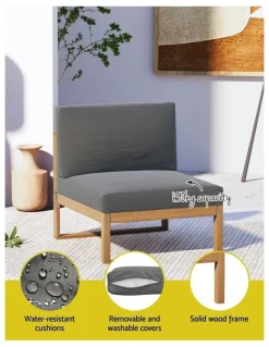 Gardeon 4 Seater Outdoor Sofa Set 5 Pieces in Dark Grey
