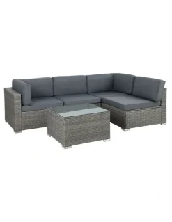 Gardeon 4-Seater Outdoor Sofa Set Wicker Rattan Couch Lounge Setting in Grey